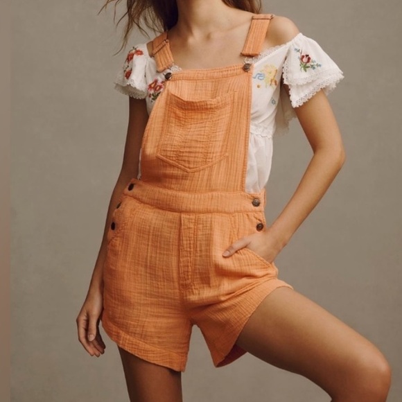 Pilcro Pants - 🟤NWT PILCRO by ANTHROPOLOGIE Gauze Overalls in Peach Sz 10